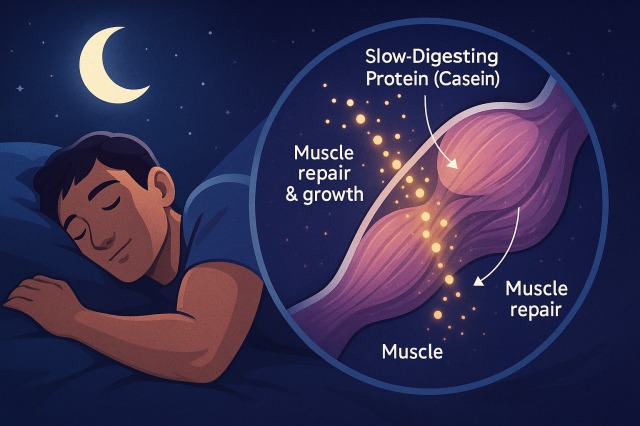 睡眠中に筋肉が回復するイメージイラスト