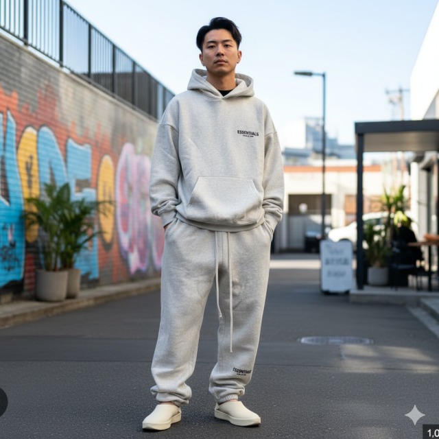 Fear of God Essentialsのセットアップを忠実に再現したAI画像1