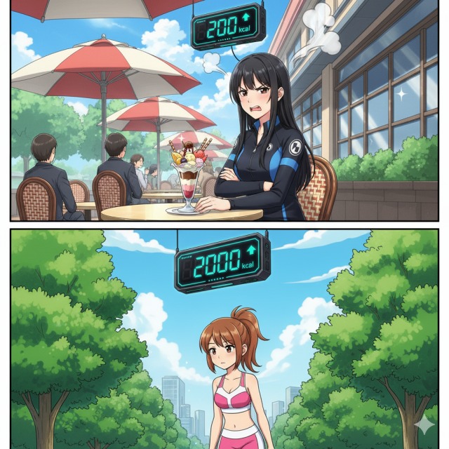 6コマ目: 200kcal突破