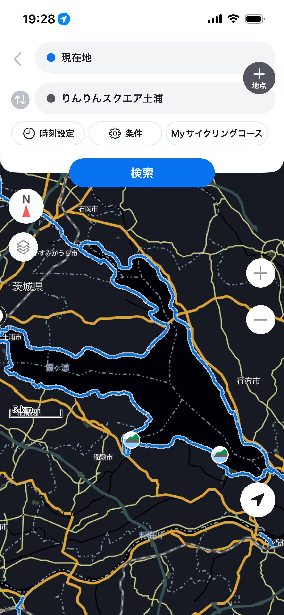 自転車ナビタイムの画面